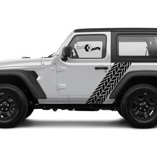 2 New JEEP Wrangler Stripe with Tire Track Door Side Graphics Decal Sticker

