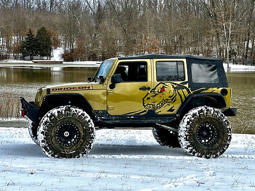 DiNocon T-Rex Trex Dinosaur Rex Cechera lateral para Jeep Wrangler 2 puertas pegatinas
