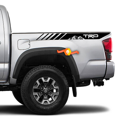 Par de calcomanías de vinilo TRD Mountains para la cama lateral de Toyota Tacoma 2016 - 2022.
