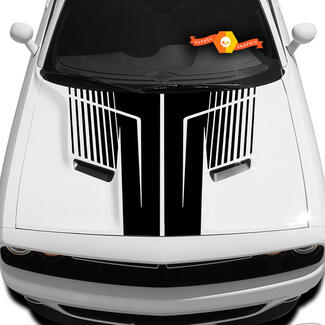 Dodge Challenger 2015 - 2021 Calcomanía de vinilo para capó Gráfico de rayas - enrejado
