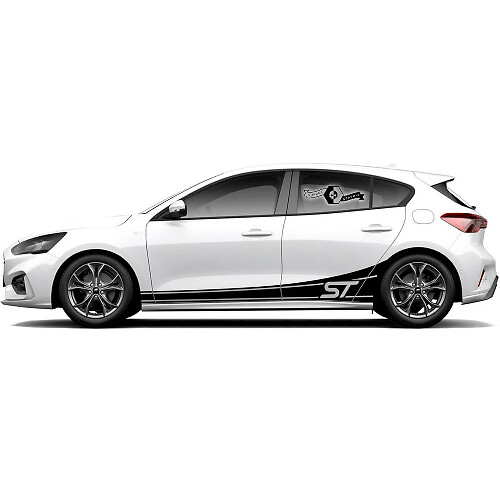 Par Ford Focus ST 2017 - 2022 ST-Line EcoBoost Franja Calcomanía de Vinilo para Panel Lateral Sticker Gráfico
