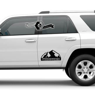 2x 4Runner 2023 Puertas laterales Vinilo Logo Montañas Calcomanías Pegatinas para Toyota 4Runner TRD
