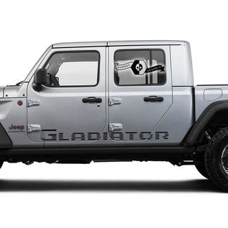 Par Jeep Gladiator Doors EE. UU. Bandera lateral Rocker Panel Vinilo Gráficos Calcomanía
