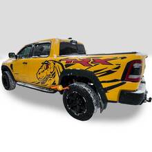 Par de dodge ram rebel trx 2022+ 2 colores lado 1500 trx cama de salpicaduras dinosaurios T-rex trx gráfico de calcomanías de vinilo 2