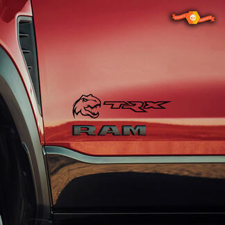 2 calcomanías de vinilo para camión pequeño Dodge Ram Rebel 2022+ 2023+ 1500 TRX Dinosaurs T-Rex TRX
