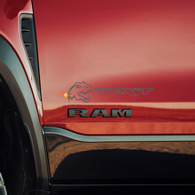 Kit de vinilo lateral personalizado con texto pequeño T-Rex para Ram 1500 TRX Rebel_3