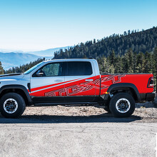 Juego de calcomanías laterales personalizadas estilo TRX para Dodge Ram 1500 Rebel/TRX_3