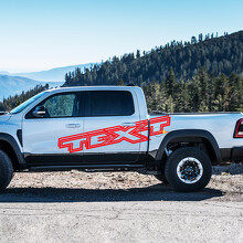 Kit de vinilo lateral con estilo de contorno de texto personalizado para Dodge Ram 1500 Rebel TRX_2