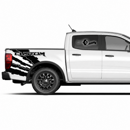 CUSTOM Par de pegatinas de vinilo diagonales para el lateral de la caja para Ford F-150 2022