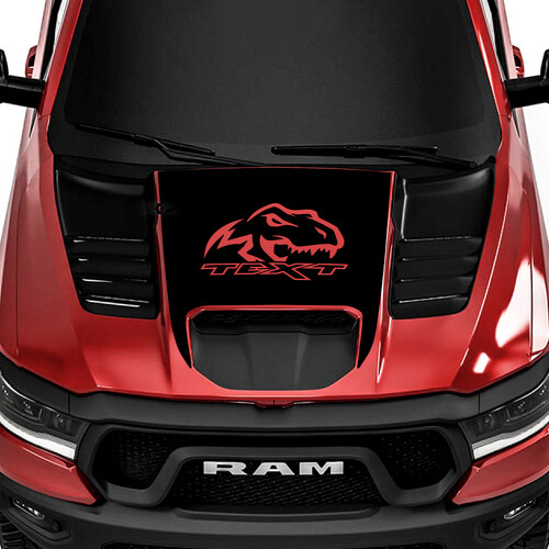 Calcomanía de vinilo de capó con texto personalizado y T-Rex para Dodge Ram Rebel 1500 TRX