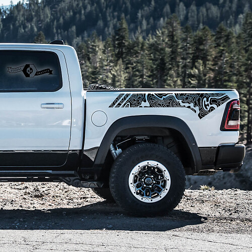Vinilo adhesivo de mapa topográfico para la parte trasera para Dodge Ram Rebel 1500 TRX 2021+