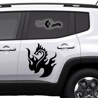 Par cualquier logotipo de coche puerta moderna animales dragón puertas laterales rayas calcomanías gráfico Kit
