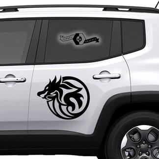 Par cualquier logotipo de coche Puerta moderna ANIMALES Dragón Nuevas puertas laterales rayas calcomanías Kit gráfico
