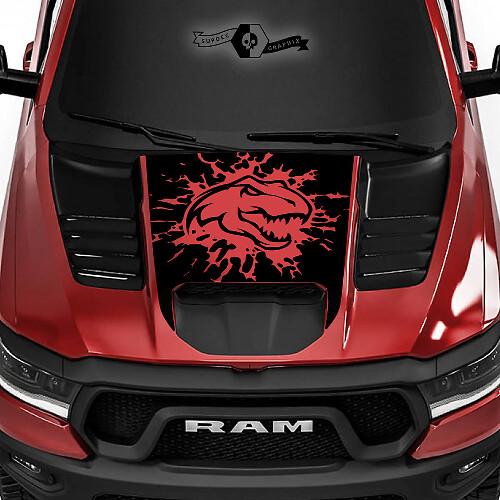 Calcomanía de Vinilo para Capó Estilo Destruido T-Rex para Dodge Ram Rebel 1500 TRX