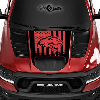Dodge Ram Rebel 2022+ 2023+ 1500 TRX T-Rex Hood Flag EE. UU. Destruido TRX Camión Vinilo Calcomanía Gráfico
