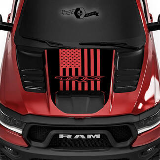 Dodge Ram Rebel 2022+ 2023+ 1500 TRX Hood Flag USA TRX Camión Vinilo Calcomanía Gráfico
