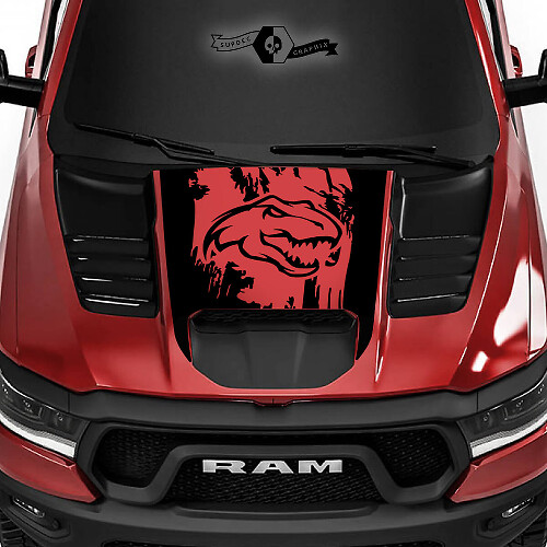 Calcomanía de vinilo para capó estilo desgastado T-Rex para Dodge Ram Rebel 1500 TRX