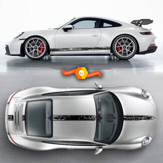 2 Porsche 911 Porsche Carrera Rocker Panel Hood Techo Side Stripes Doors Kit Decal Sticker
