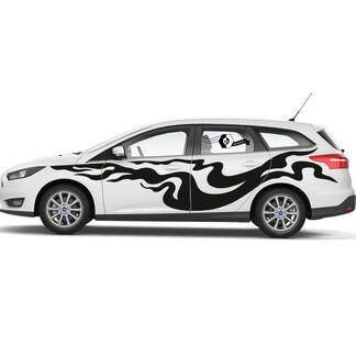 Par nuevo Ford Focus Splash Wrap Side Door Rocker Panel side stripe calcomanías Graphic Kit
