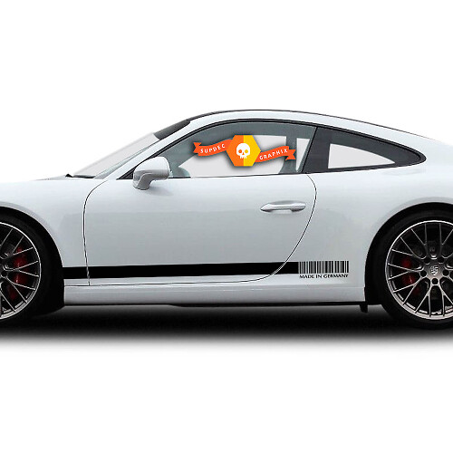 Hecho en Alemania Tiras Laterales de Código de Barras Pegatinas de Vinilo Par para Porsche 911