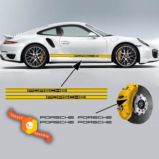 Par Porsche 911 996 Carrera turbo 2 Colores Side Stripes Calcomanías + 4 pinzas de freno Calcomanías Vinilo Pegatinas Calcomanías
