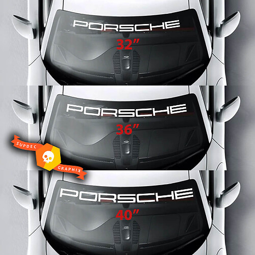 Kit de calcomanías de rayas para parabrisas con logotipo de araña de Porsche
