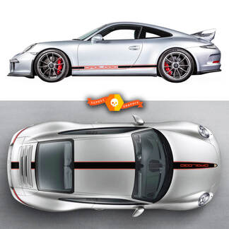 Par Porsche 911 Porsche Carrera Rocker Panel Hood Roof 2 colores Side Stripes Doors Kits Decal Sticker
