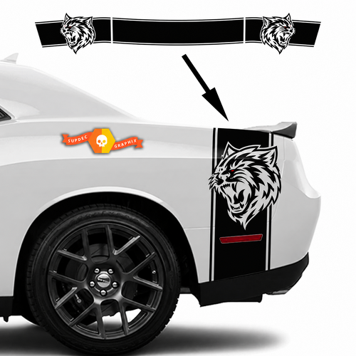 Custom Cat Head Side and Tail Band Kit Guardabarros trasero Maletero Adhesivo de vinilo para Dodge Challenger Hellcat 2015-2023