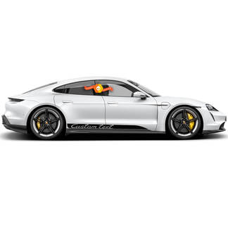 Calcomanía del kit de rayas de texto personalizado del panel basculante lateral Porsche Taycan
