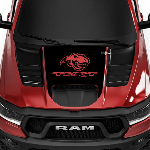 Pegatina de vinilo personalizada con texto y cabeza de T-Rex para capó de RAM 1500 Rebel, TRX 2019-2026