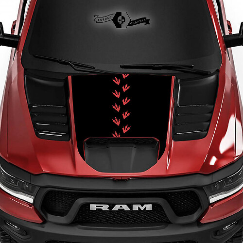 Vinilo adhesivo para capó con huellas de dinosaurio para Dodge Ram 1500 Rebel TRX