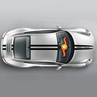 Dual Porsche 911 Porsche Hood Techo Side Stripes Doors Kits Decal Sticker
