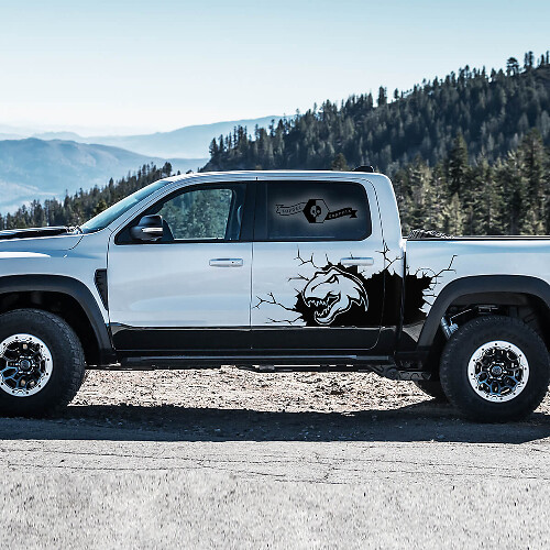 Calcomanía lateral de vinilo con cabeza de dinosaurio para Dodge Ram 1500 Rebel TRX