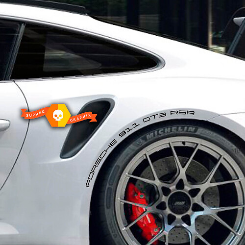 Kit de calcomanías de vinilo con letras de marca para guardabarros trasero Porsche 911 GT3 RSR