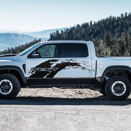 Pegatina de vinilo con texto personalizado "Salpicadura de barro" para la puerta lateral de RAM 1500 Rebel, TRX 2019-2026
