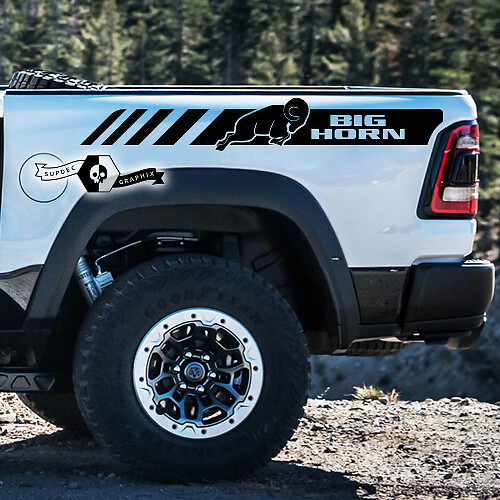 Vinilos decorativos de franjas laterales traseras Big Horn para Dodge Ram 1500