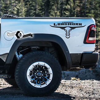 2x Dodge Ram Rebel 2022+ 2023+ 1500 TRX Ram Bed Side Long Horn Laramie Truck Calcomanías de vinilo Gráficos
