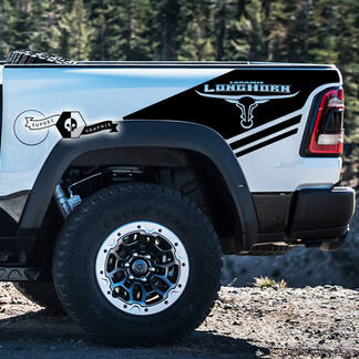 2x Dodge Ram Rebel 2022+ 2023+ 1500 TRX Ram Bed Side Splash Long Horn Laramie Truck Calcomanías de vinilo Gráficos
