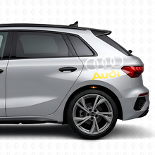 Juego de calcomanías laterales de vinilo con letras y anillos Audi para coches Audi_10