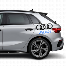 Juego de calcomanías laterales de vinilo con letras y anillos Audi para coches Audi_2