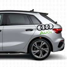 Juego de calcomanías laterales de vinilo con letras y anillos Audi para coches Audi_3