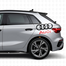Juego de calcomanías laterales de vinilo con letras y anillos Audi para coches Audi_4