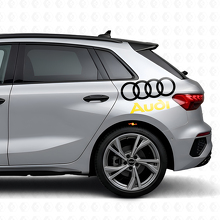 Juego de calcomanías laterales de vinilo con letras y anillos Audi para coches Audi_5