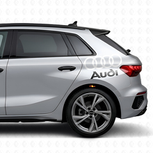Juego de calcomanías laterales de vinilo con letras y anillos Audi para coches Audi_6