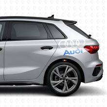 Juego de calcomanías laterales de vinilo con letras y anillos Audi para coches Audi_7