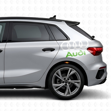 Juego de calcomanías laterales de vinilo con letras y anillos Audi para coches Audi_8