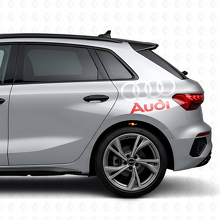 Juego de calcomanías laterales de vinilo con letras y anillos Audi para coches Audi_9