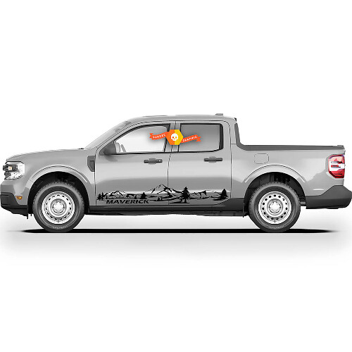 Par FORD MAVERICK 2022 FX4 Calcomanías gráficas Rocker Panel Mountain Forest Trees Maverick Stickers
