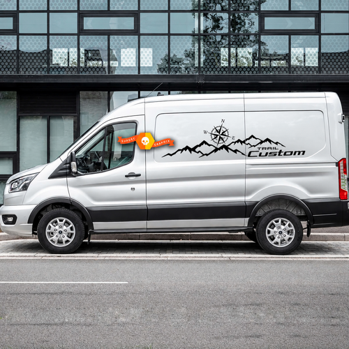 Trail Style Custom Mountain Compass — Adhesivo de vinilo (lateral) para Ford Transit