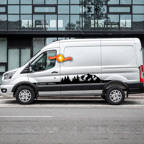 Trail Style Custom Mountain Forest Lower Stripes — Adhesivo de vinilo (lateral, faldón lateral) para Ford Transit